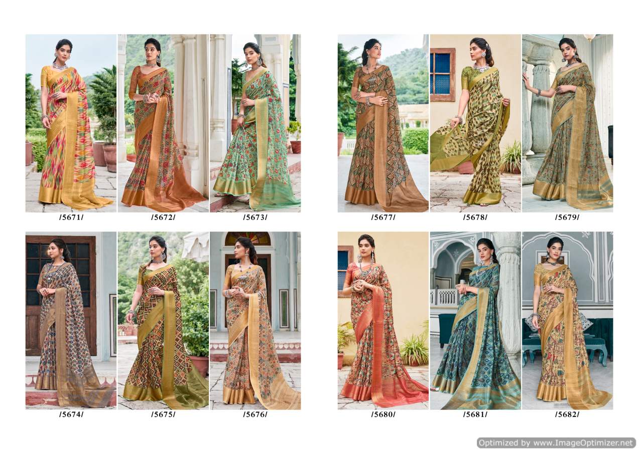 Shangrila Niharika Digital 2 Fancy Wear Soft Linen Digital Pure Print Saree Collection